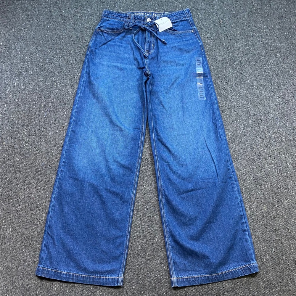 American Eagle Strigid Ultra Wide Leg Jeans Sz 000 Womens Blue Y2K Skater 5926